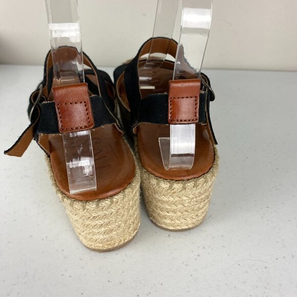 Musse & Cloud Espadrille Sandals Platform Womens 37 or US 6 Black Suede - Picture 4 of 10
